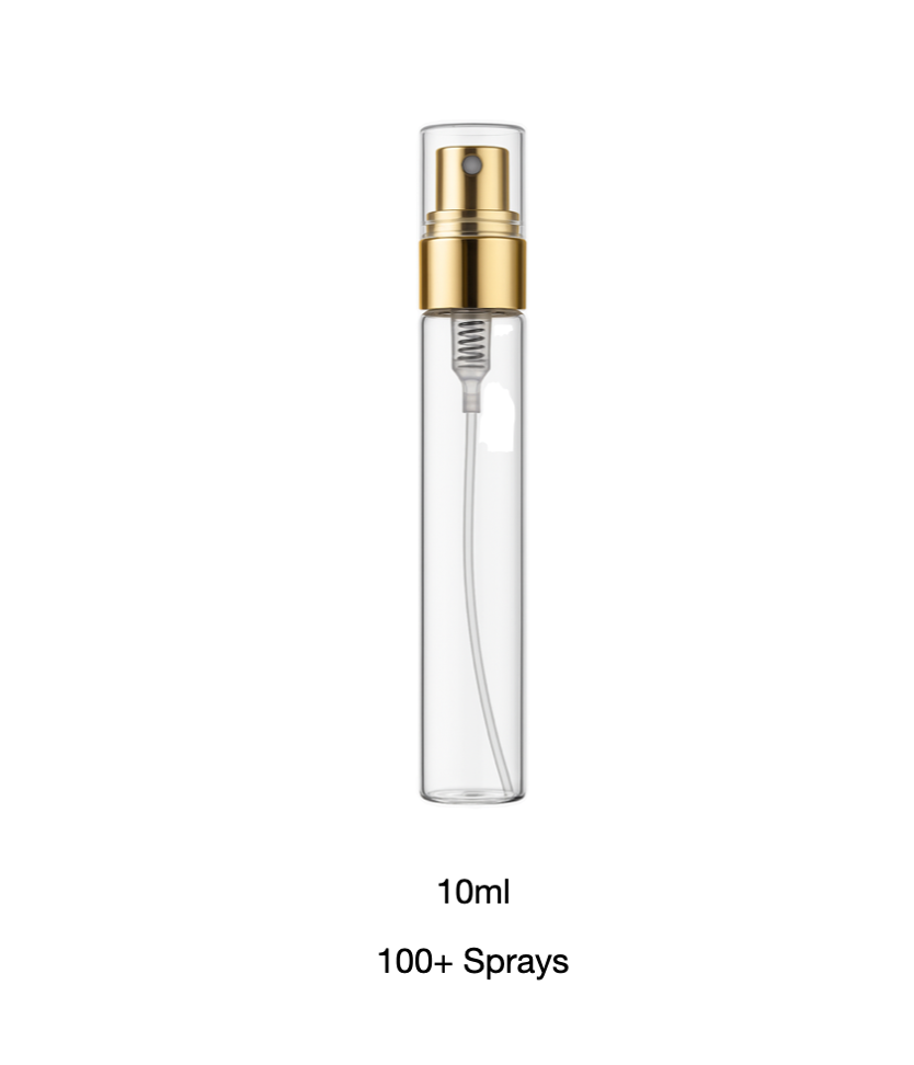 REFILLABLE GLASS BOTTLE WITH METAL ATOMIZER 10ML