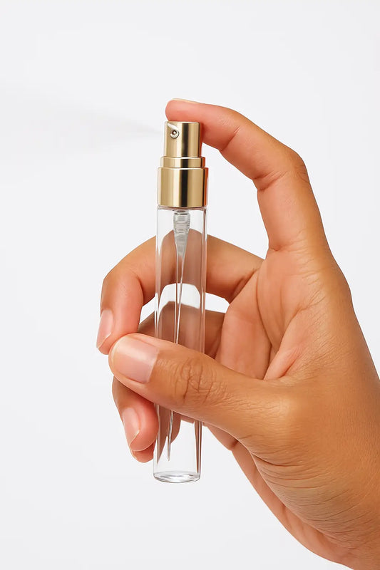 REFILLABLE GLASS BOTTLE WITH METAL ATOMIZER 10ML