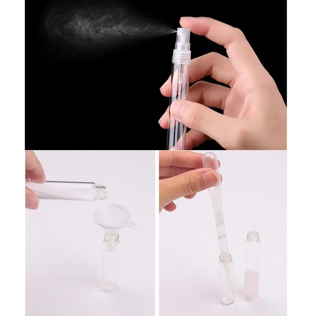 REFILLABLE GLASS BOTTLE WITH METAL ATOMIZER 3ML